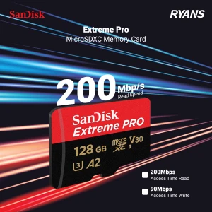 Sandisk Extreme Pro 128GB MicroSDXC Memory Card with Adapter #SDSQXCD-128G-GN6MA