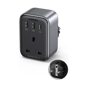 Ugreen CD314 (15290) 30W PD Dual USB, USB-C & AC Outlet (UK) Gray Charger / Charging Adapter #15290 (EU)