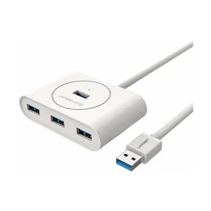 Ugreen CR113 (20283) USB Male to Quad USB Female White USB HUB with Micro USB Power Port # 20283