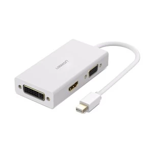 Ugreen 20417 Mini DisplayPort Male to HDMI, VGA & DVI Female White Multiport Converter # 20417