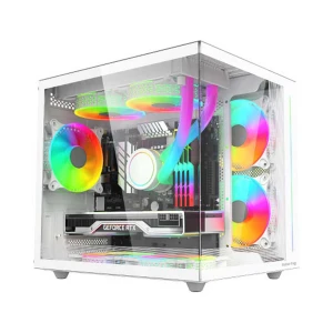 Value Top V900W Mini Tower Micro-ATX White Gaming Desktop Casing (with 3 ARGB Fan)