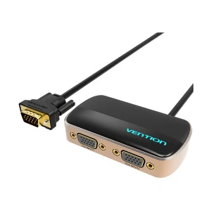 Vention DBCBF VGA Male to Dual VGA Female, 1 Meter, Black & Gold Converter # DBCBF (2 In 1 Out, Switcher)