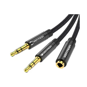 Vention Dual 3.5mm Male to 3.5mm Female, 0.3 Meter Audio Cable #BBTBY