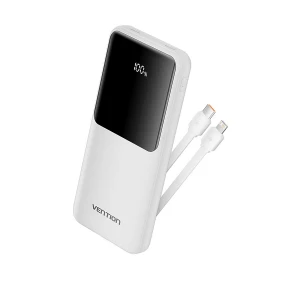 Vention FHOW0 Dual Cable 10000mAh White 22.5W Power Bank with Digital Display #FHOW0