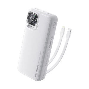 Vention I15WB-V2 Dual Cable 20000mAh White 22.5W Power Bank with LED Display