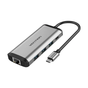 Vention THAHB USB Type-C Male to HDMI, Tri USB, TF, SD, RJ45, 3.5mm, PD Female Gray Converter # THAHB