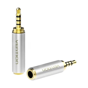 Vention VAB-S02 4 Pole 2.5mm Male to 3.5mm Female Silver Metal Audio Converter # VAB-S02