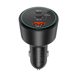 Wiwu Starship 200W 3 Ports Black Car Charger (2xUSB-C & 1xUSB-A) #Wi-QC026