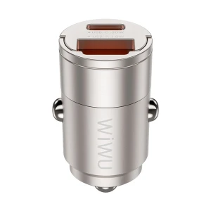 Wiwu Nano Series 30W 2 Ports Titanium Car Charger (1xUSB-C & 1xUSB-A) #Wi-QC028