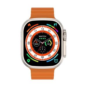 Wiwu SW01 Ultra Silver with Orange Ocean Strap Bluetooth Calling Smart Watch #6M