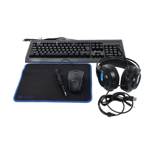 Xtreme K502C RGB Black USB Wired Gaming Keyboard, Mouse, Mouse Pad & Headphone Combo with Bangla